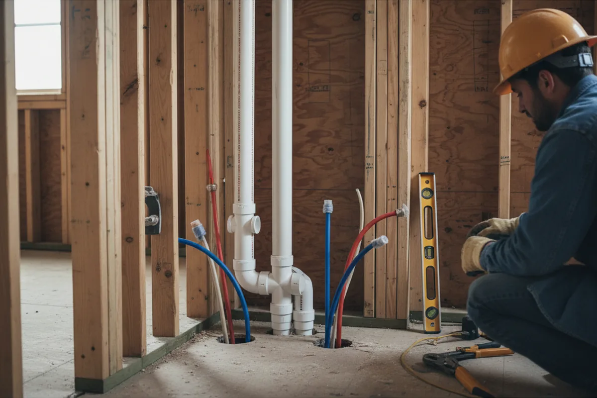 Drain and supply rough-in during Drain Cleaning in Finley