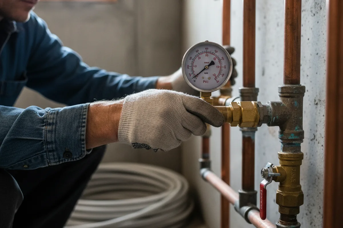 Pressure testing a repaired line during Water Line Repair in Finley